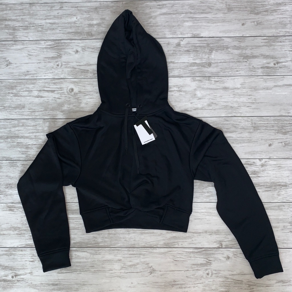Alexander Wang Black Cropped Length Hoodie S Nwt